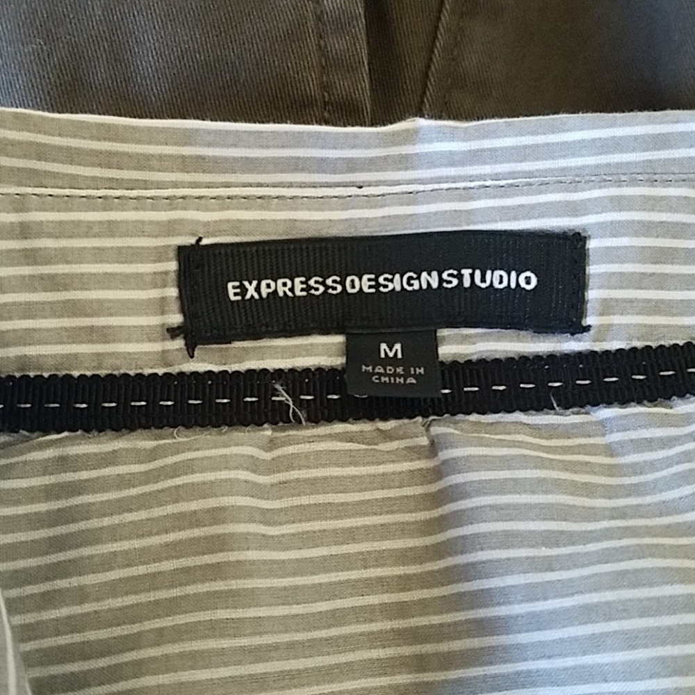 Expressoe sign studio Women’s top/blouse,short sleeves,white / gray pinstriped M - Picture 6 of 12
